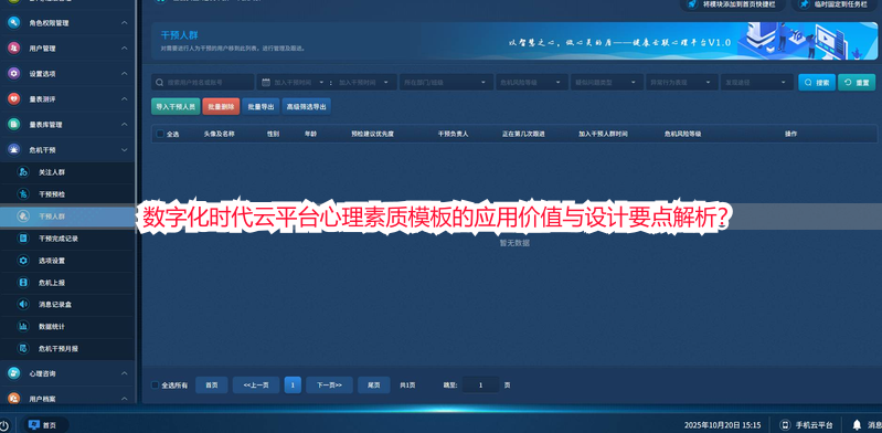 数字化时代云平台心理素质模板的应用价值与设计要点解析？