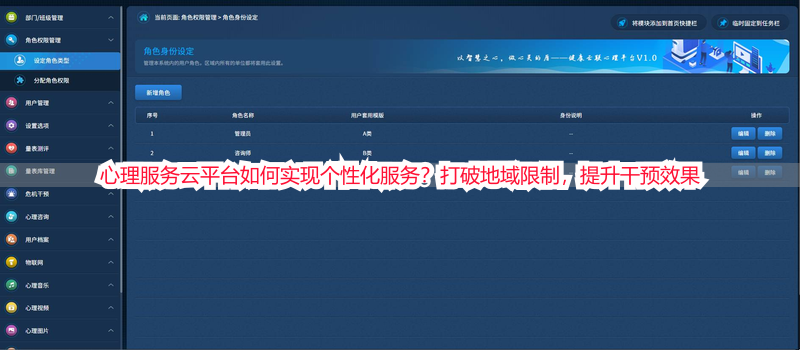 心理服务云平台如何实现个性化服务？打破地域限制，提升干预效果